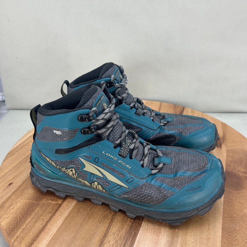 Altra Lone Peak 4 Mid RSM Teal Grey Waterproof Trail Running Shoes Womens Size 9